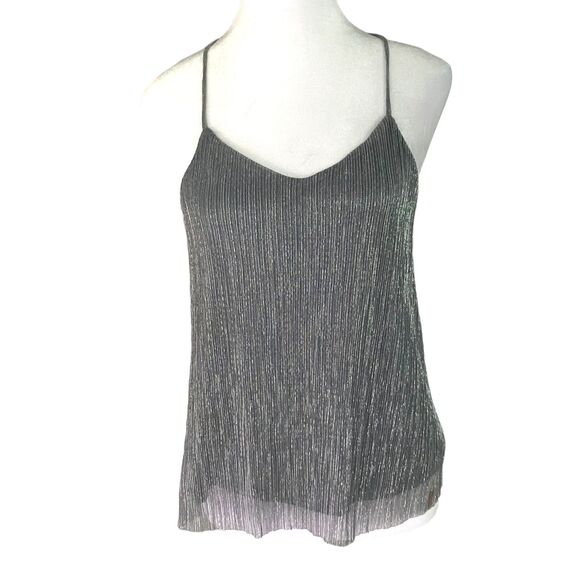 EXPRESS Women Top Cami Tank Silver and Black Tank Shimmer Sparkly Lined Small - Picture 1 of 14